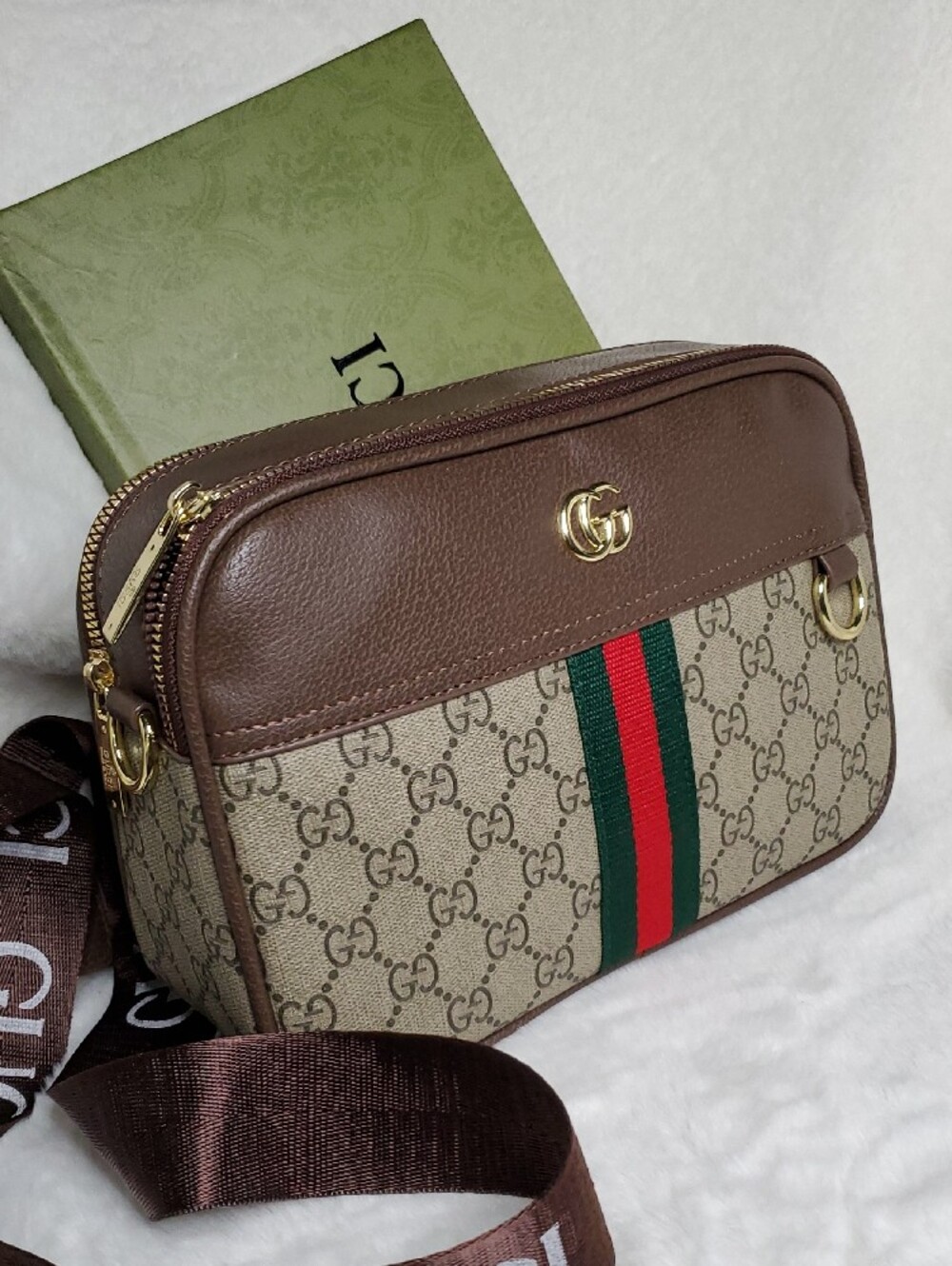 Brown GG Supreme Messenger with Green-Red Web Stripe - Picture 4 of 15